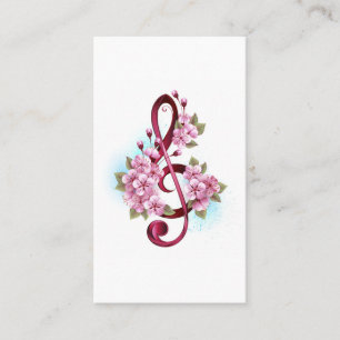 Musical treble clef notes with Sakura flowers Appointment Card