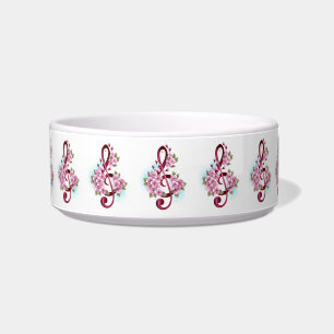 Musical treble clef notes with Sakura flowers Bowl