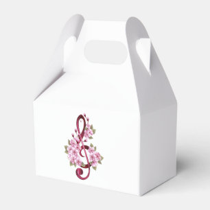 Musical treble clef notes with Sakura flowers Favour Box