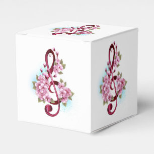 Musical treble clef notes with Sakura flowers Favour Box