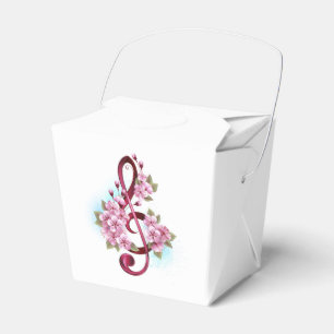 Musical treble clef notes with Sakura flowers Favour Box