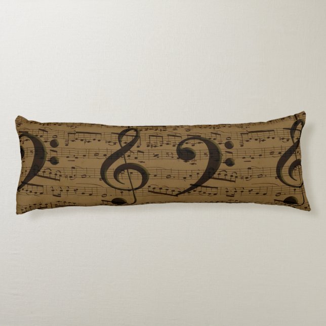 Musical Treble Clef Sheet Music Classic  Body Cushion (Back)