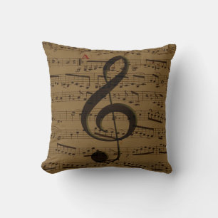 Musical Treble Clef Sheet Music Classic  Cushion