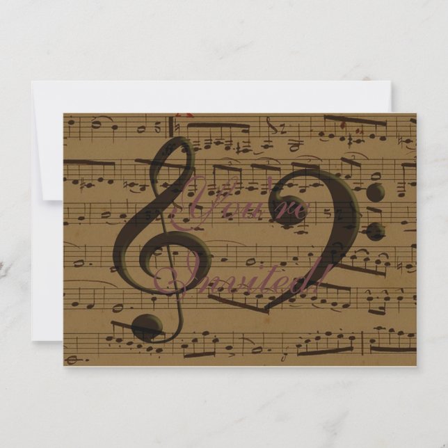 Musical Treble Clef Sheet Music Classic  Invitation (Front)