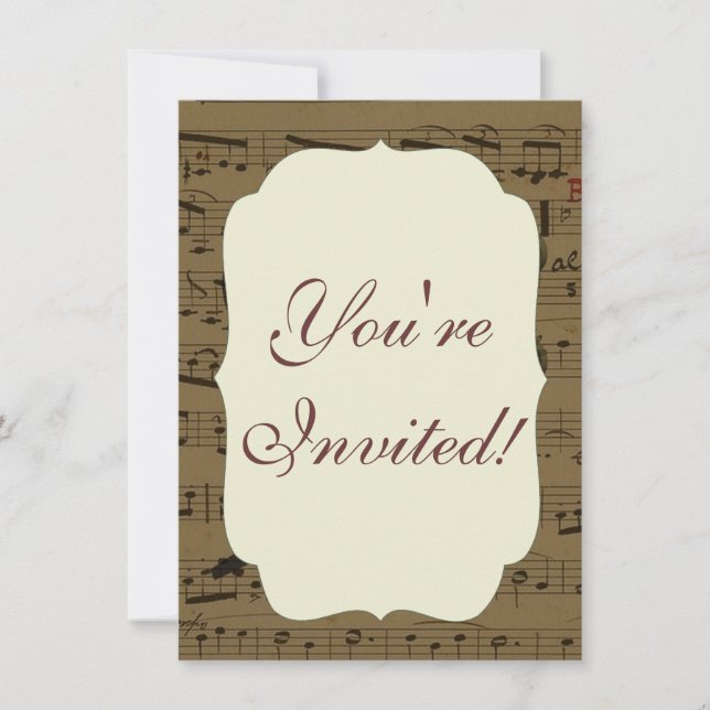 Musical Treble Clef Sheet Music Classic  Invitation (Front)
