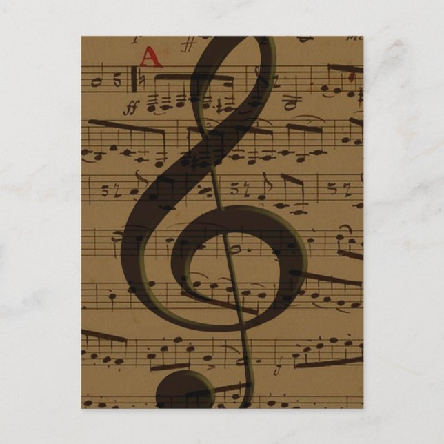 Musical Treble Clef Sheet Music Classic  Postcard (Front)