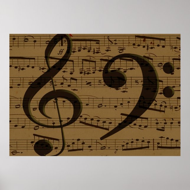 Musical Treble Clef Sheet Music Classic  Poster (Front)
