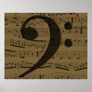 Musical Treble Clef Sheet Music Classic  Poster