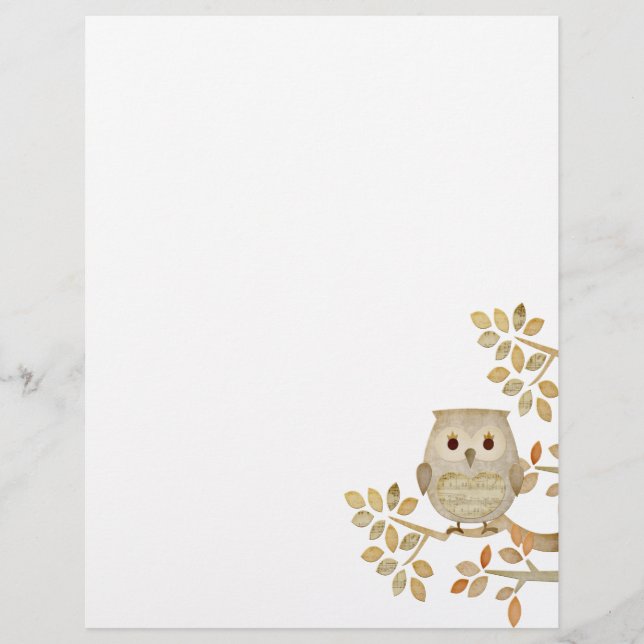 Musical Tree Owl Letterhead (Front)