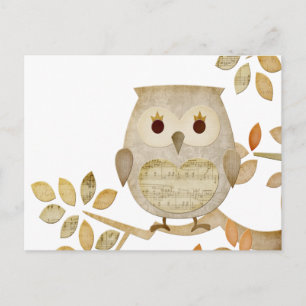 Musical Tree Owl Postcard