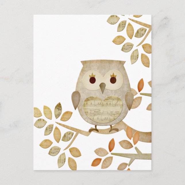 Musical Tree Owl Postcard (Front)