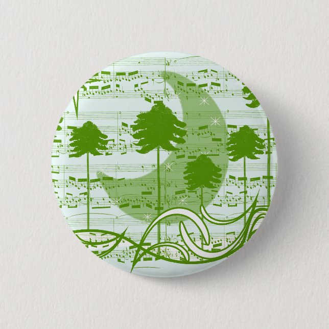 Musical Trees Blue 6 Cm Round Badge (Front)