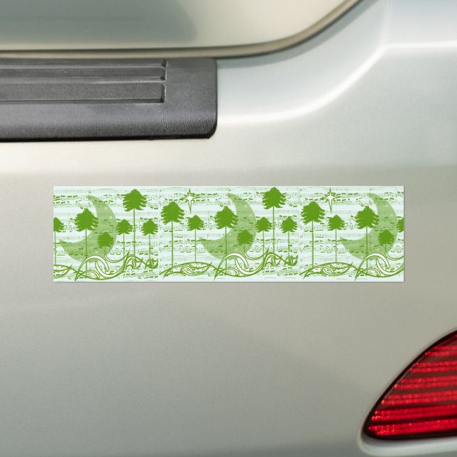 Musical Trees Blue Bumper Sticker (On Car)