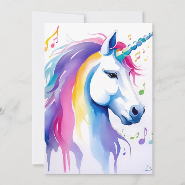 Musical Unicorns Thank You Cards (Front)