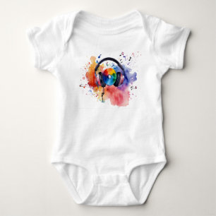Musical vibes watercolor isolated headphones baby bodysuit