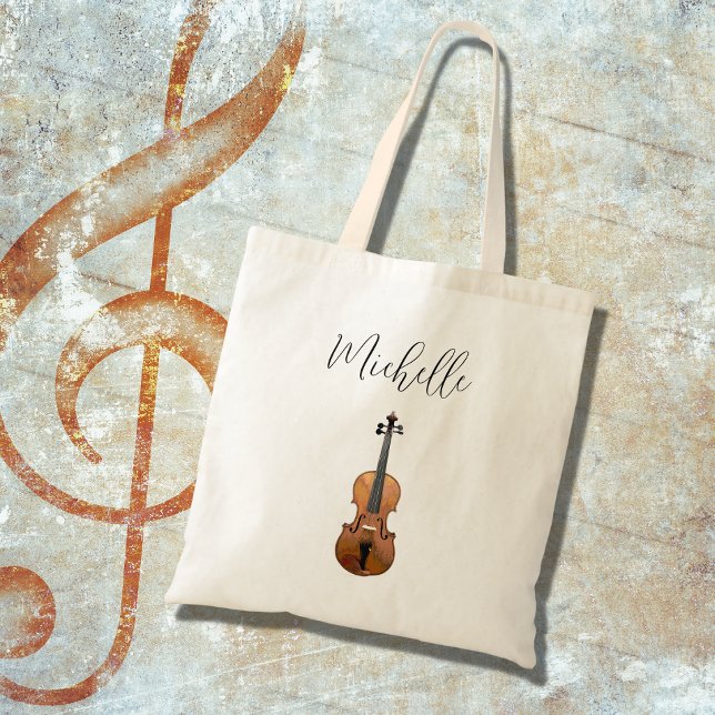 Musical Violin Classical Music Personalised Tote Bag (Creator Uploaded)