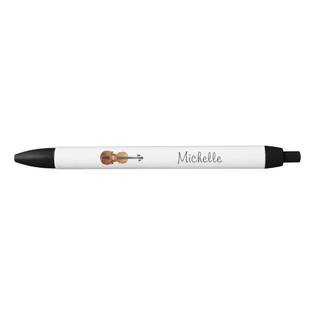 Musical Violin Cute Fiddle Black Ink Pen (Front)