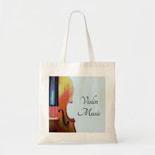 Musical Violin Elegant Typography Blue Tote Bag