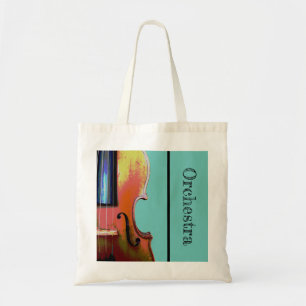 Musical Violin Orchestra Teal Green Tote Bag