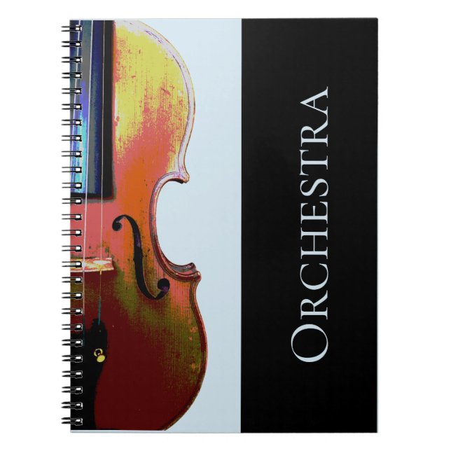 Musical Violin Simple Blue Black Orchesra  Notebook (Front)