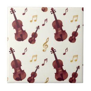 Musical Violins Seamless Pattern Ceramic Tile