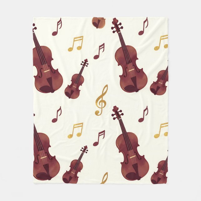 Musical Violins Seamless Pattern Fleece Blanket (Front)