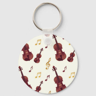 Musical Violins Seamless Pattern Key Ring