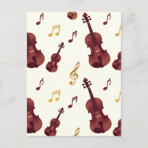 Musical Violins Seamless Pattern Postcard