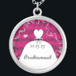 Musical Wedding Gown Bridesmaid Necklace<br><div class="desc">Wedding Keepsake Wedding Party Necklaces - to change background colour - click customise - click edit - choose last tool in drop down menu and choose from one of the colours shown or enter your rgb hex code for your custom wedding colour- to change font colour select the text you...</div>