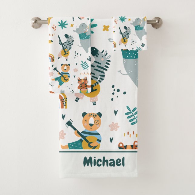 Musical Woodland Animals Bath Towel Set (Insitu)