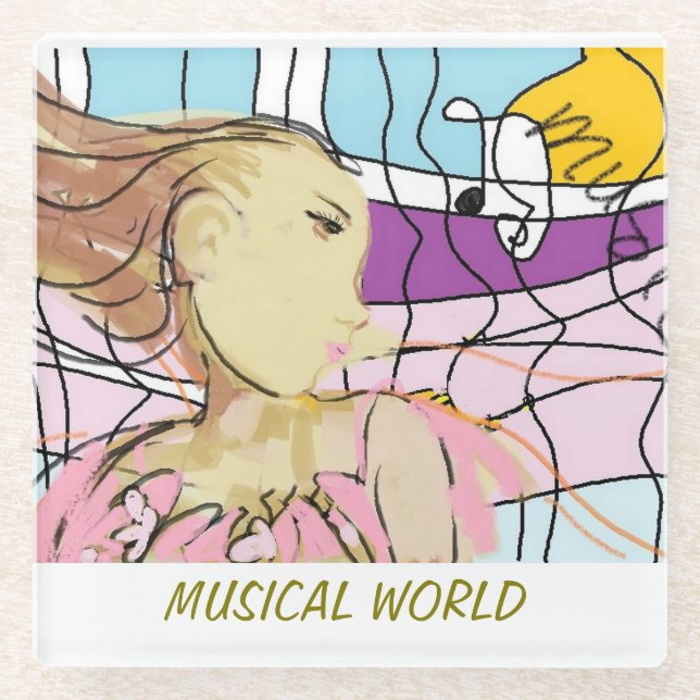 Musical world glass coaster (Front)
