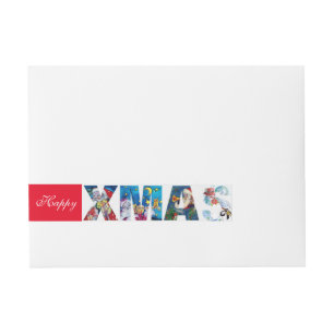 MUSICAL XMAS ,SANTA  WITH VIOLIN WRAPAROUND ADDRESS LABEL
