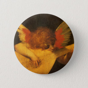 Musician Angel Playing Lute by Rosso Fiorentino 6 Cm Round Badge