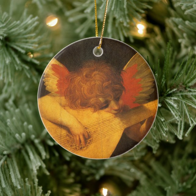 Musician Angel Playing Lute by Rosso Fiorentino Ceramic Tree Decoration (Tree)