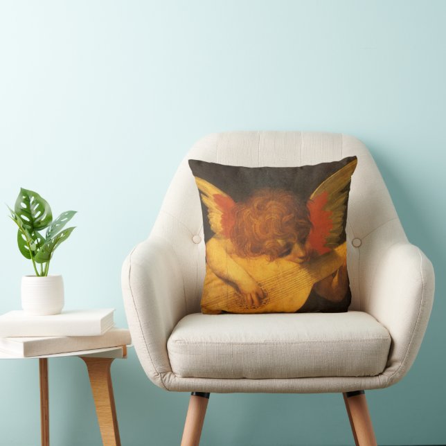 Musician Angel Playing Lute by Rosso Fiorentino Cushion (Chair)