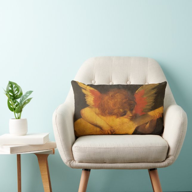 Musician Angel Playing Lute by Rosso Fiorentino Lumbar Cushion (Chair)