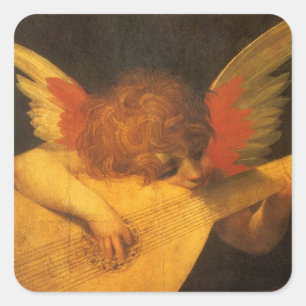 Musician Angel Playing Lute by Rosso Fiorentino Square Sticker