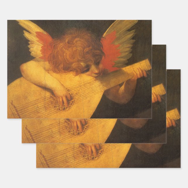 Musician Angel Playing Lute by Rosso Fiorentino Wrapping Paper Sheet (Set)