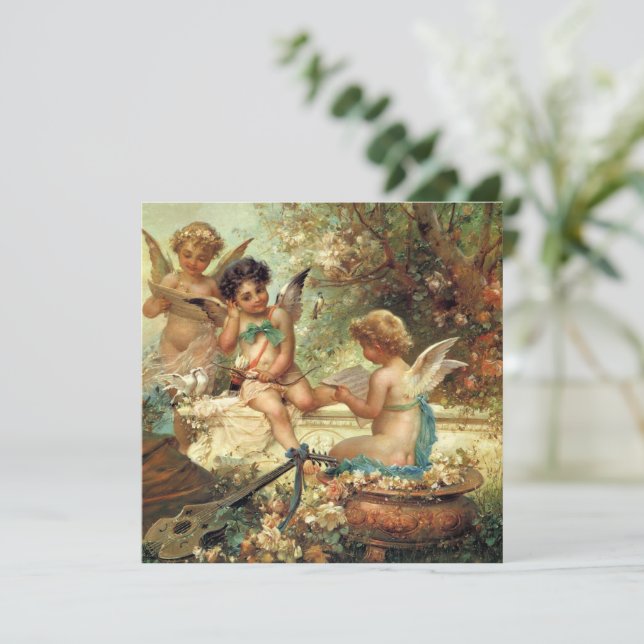 Musician Angels by Hans Zatzka, Victorian Fine Art (Standing Front)