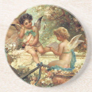 Musician Angels by Hans Zatzka, Victorian Fine Art Coaster