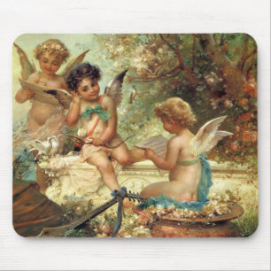 Musician Angels by Hans Zatzka, Victorian Fine Art Mouse Pad