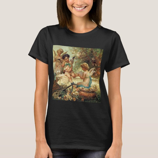 Musician Angels by Hans Zatzka, Victorian Fine Art T-Shirt (Front)