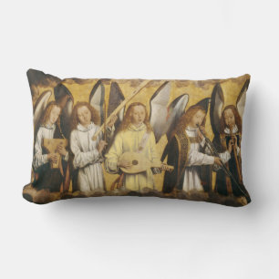 musician angels by Memling left panel Lumbar Cushion