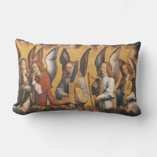 musician angels by Memling right panel Lumbar Cushion