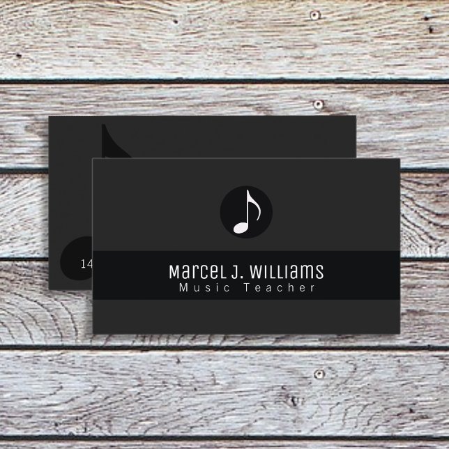 Musician Black Business Card With Music Note (Creator Uploaded)
