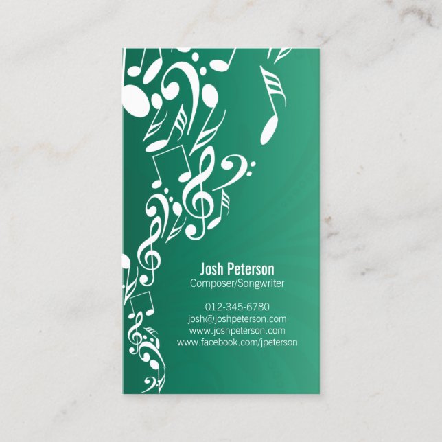Musician Business Card Music Notes Upflow (Front)