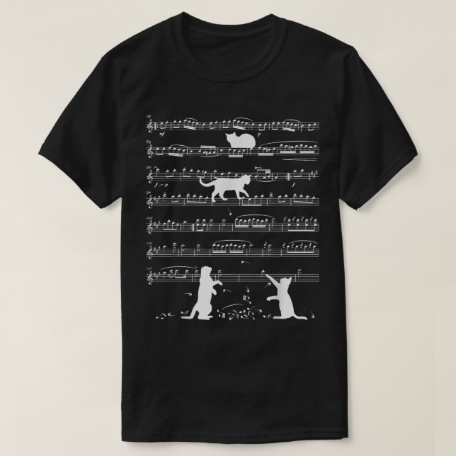 Musician Cat Lover Funny Cute Kitty Playing Music  T-Shirt (Design Front)