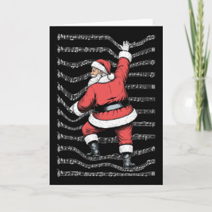Musician Christmas Funny Santa Claus Climbing Shee Card