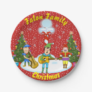 Musician Elf Christmas Band Paper Plates