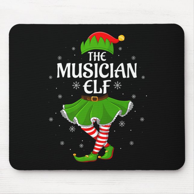 Musician Elf Christmas Family Girls Women Elf Squa Mouse Pad (Front)